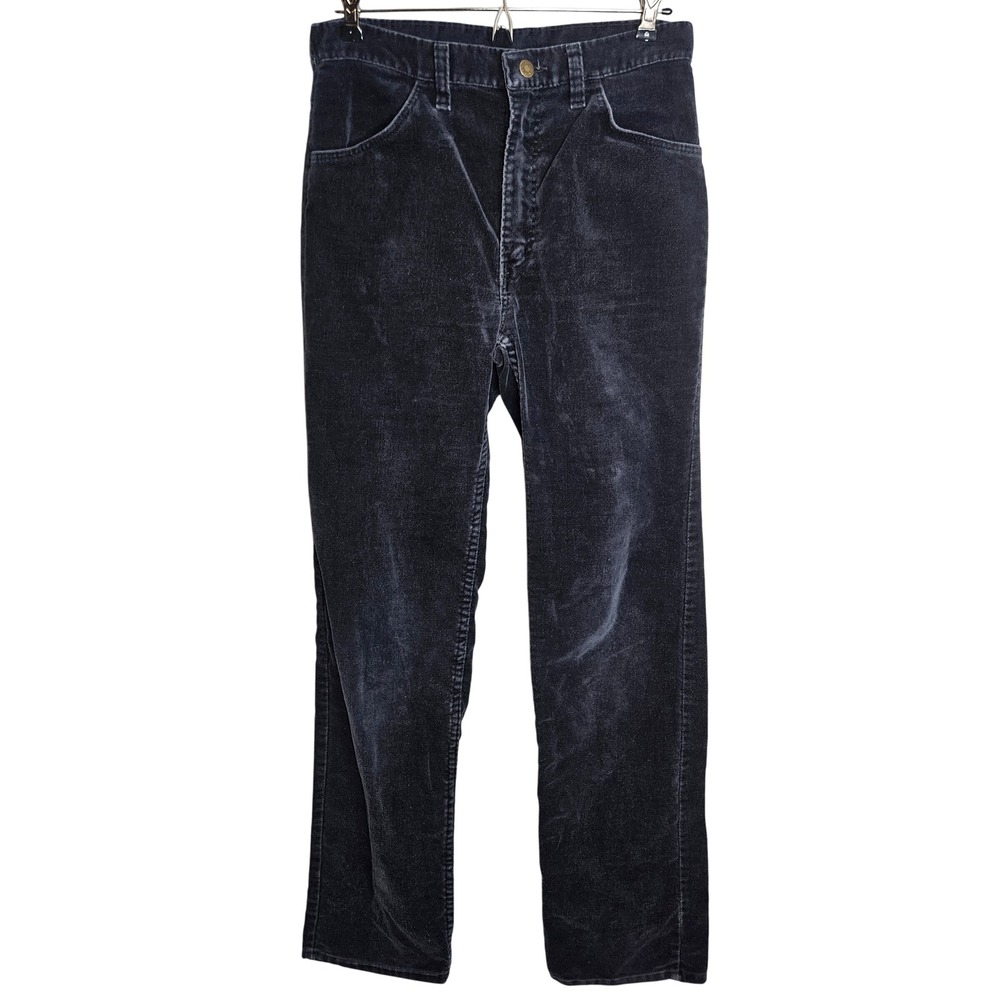 Vintage‎ Wrangler Black/Navy Velvet Pants Made in USA Style 85331BK Unisex 29x31